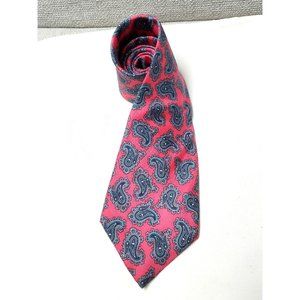 Christian Dior Mens Necktie Tie Pink Blue Gray Paisley Wedding Dance Prom